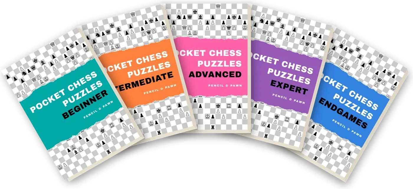 Pocket Chess Puzzles books fanned out